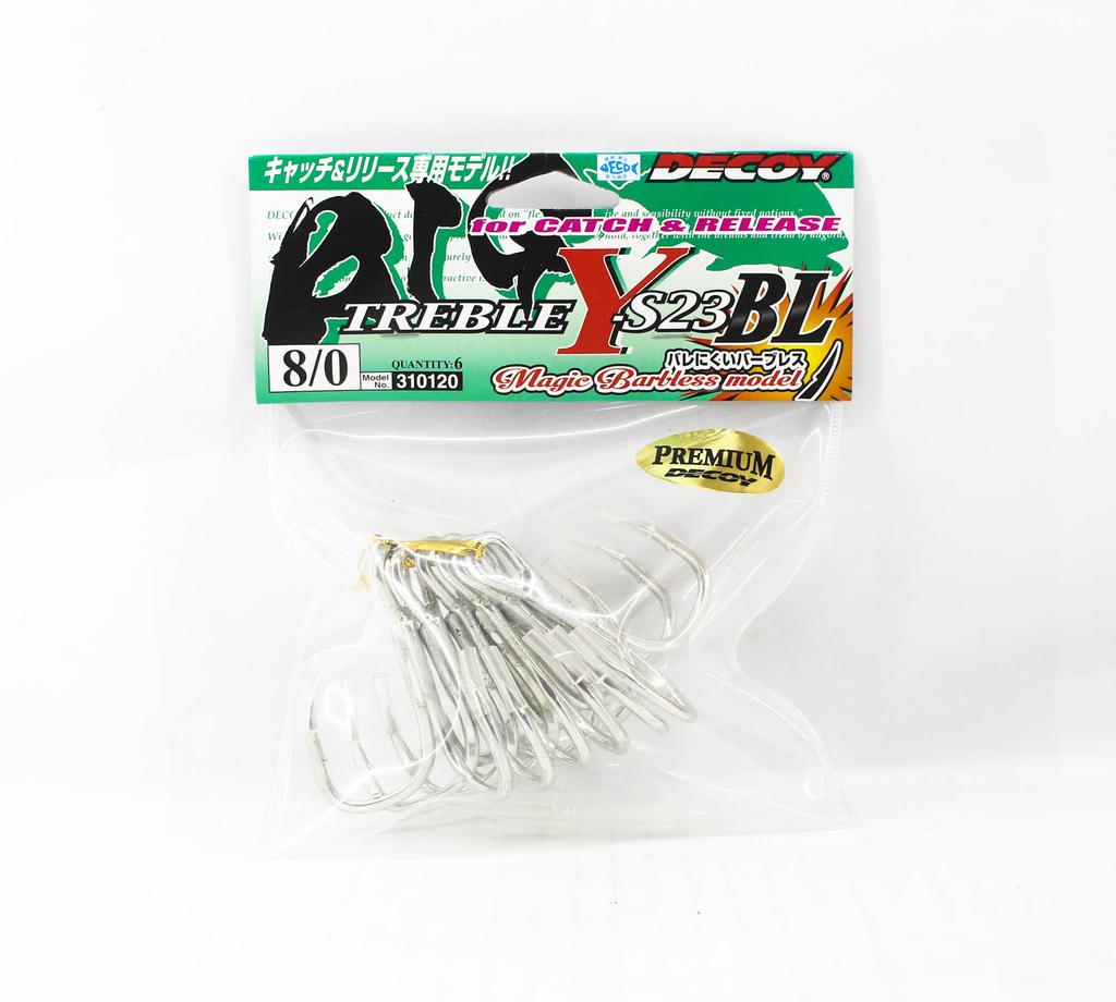 Decoy Y-S23 BL Treble Hook Heavy Duty Barbless Big Size 8/0 (0120)