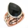 Natural Black Onex Gemstone Two Tone 925 Sterling Silver Jewelry Ring S.9 a1Q35