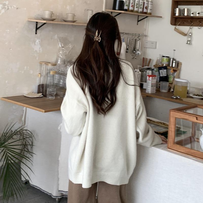 Осенне-зимний женский свитер, свободный ленивый мягкий липкий ветровой вязаный кардиган, свитер