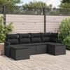 Set of 6 Pieces of Garden Sofa with Cushions Black Poly Rattan, 2-seater Garden Sofa with Storage 3355162