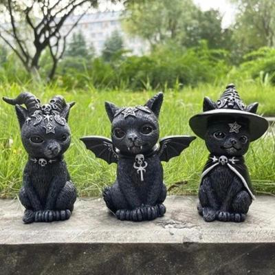 Хэллоуин Украшения Магические Коты Изделия из Смолы Скульптуры Оконные Настольные Украшения Сад на Газоне Садовые Украшения Праздничный Подарок
