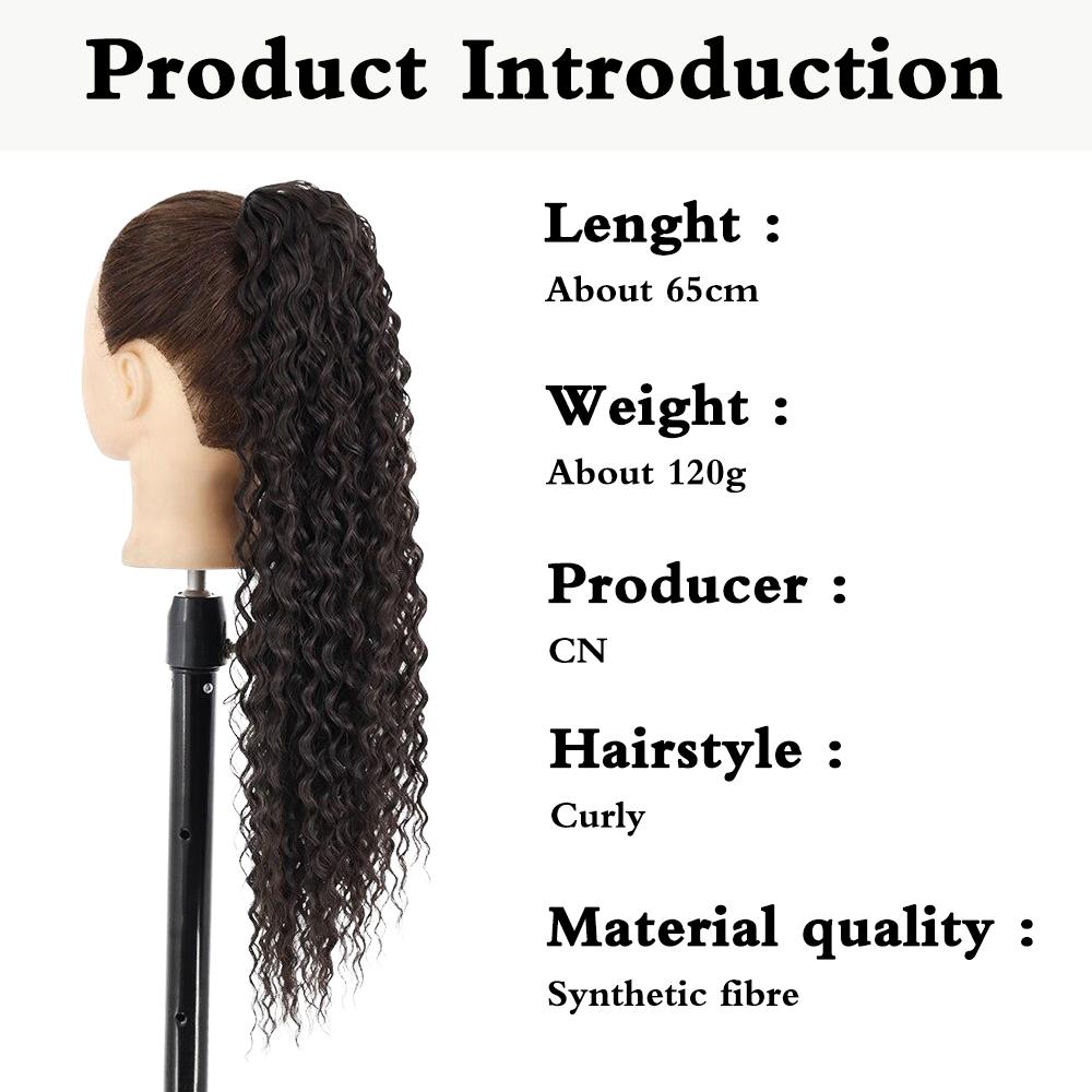 MERISIHAIR Synthetic Long Kinky Curly Ponytail Hair Extension Drawstring Ponytail Clip-In Wig Wrap Around Ponytail For Women
