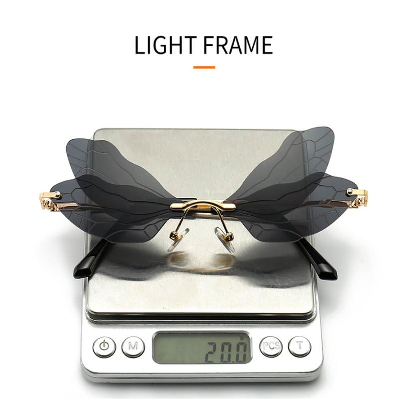 Солнцезащитные очки-бабочки без оправы, солнцезащитные очки с крыльями стрекозы, женские винтажные прозрачные очки с океаническими линзами, мужские розовые солнцезащитные очки, оттенки