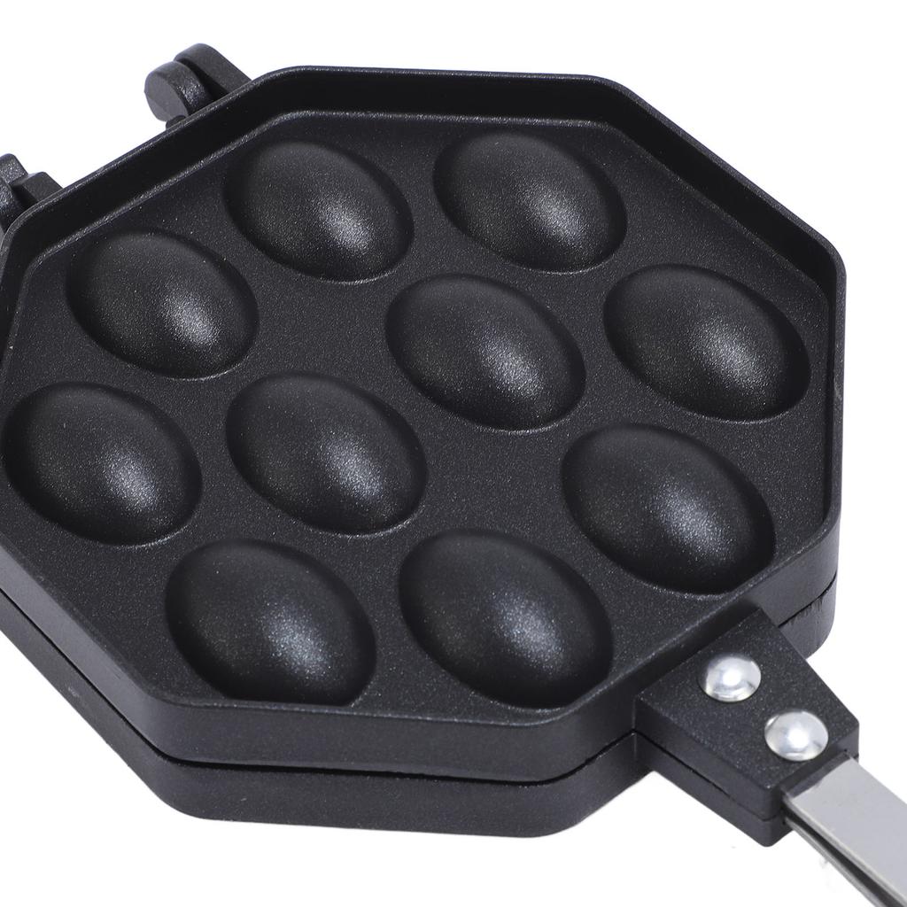Egg Waffle Pan Aluminum Alloy Anti Stick Anti Scald Handle Bubble Waffle Maker for Home Commercial Use