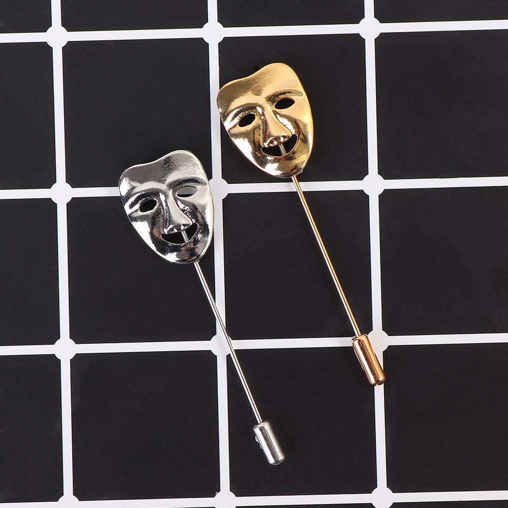 Suits Personality 3D Accessories Zinc Zinc Alloy Men's Face Gold Color Mask Lapel Pin Jewelry Brooches Pin
