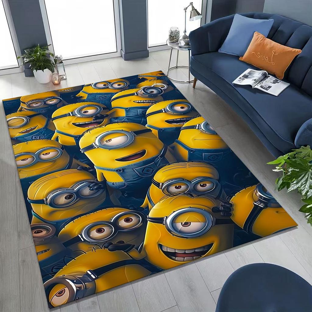 3D Cartoon Minions Despicable Me Rug for Bedroom Living Room Sofa Home Doormat Decor, Large Kids PLAY Non-slip Floor Mat Gift