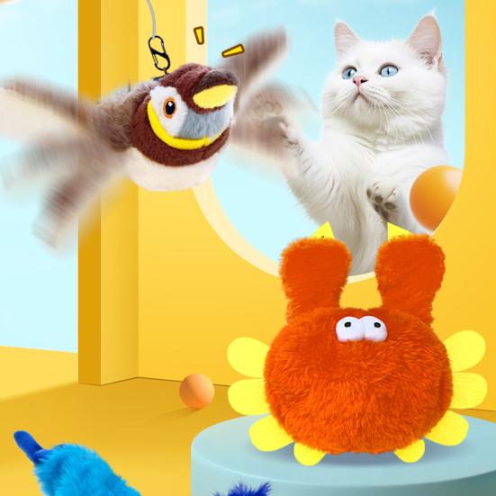 1 шт/2 шт интерактивная щебечущая игрушка для кошек-птиц электрическая симуляция плюшевые животные сенсорная активация