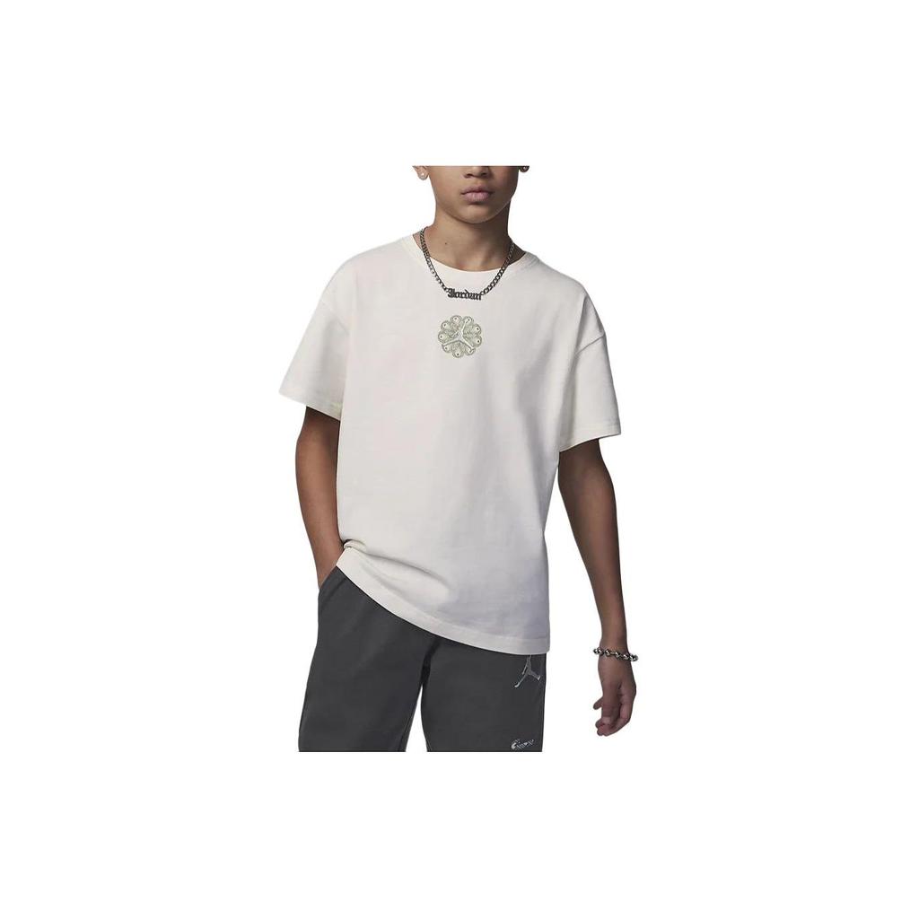 Jordan Футболка Harmony Logo Printed Round Neck Casual Short Sleeve Футболка для детей, цвет Sail-White HJ8055-133