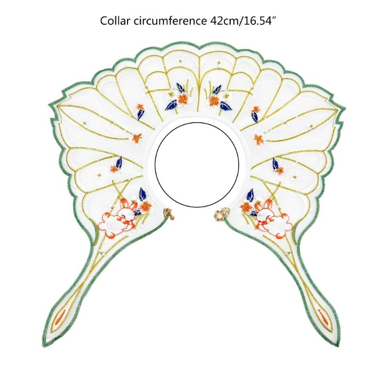Embroidered Rabbit Faux Collar Decorative Collar for Ancient Costume Removable False Collar Little Girl Adjustable Shawl