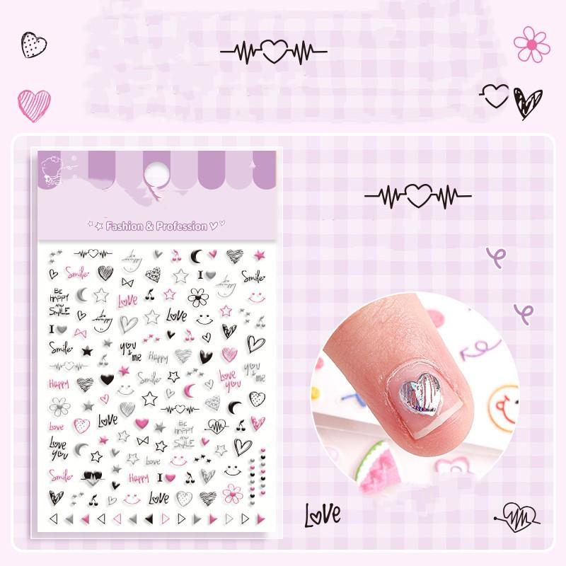 5D Kawaii Children's Cartoon Nail Art Sticker Cartoon Self Adhesive Paper Cute Design Slider Nail Decoration