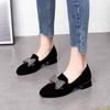 Одиночные туфли женские весенние новые черные овчинные низкий каблук бант женская обувь низкий верх один педаль