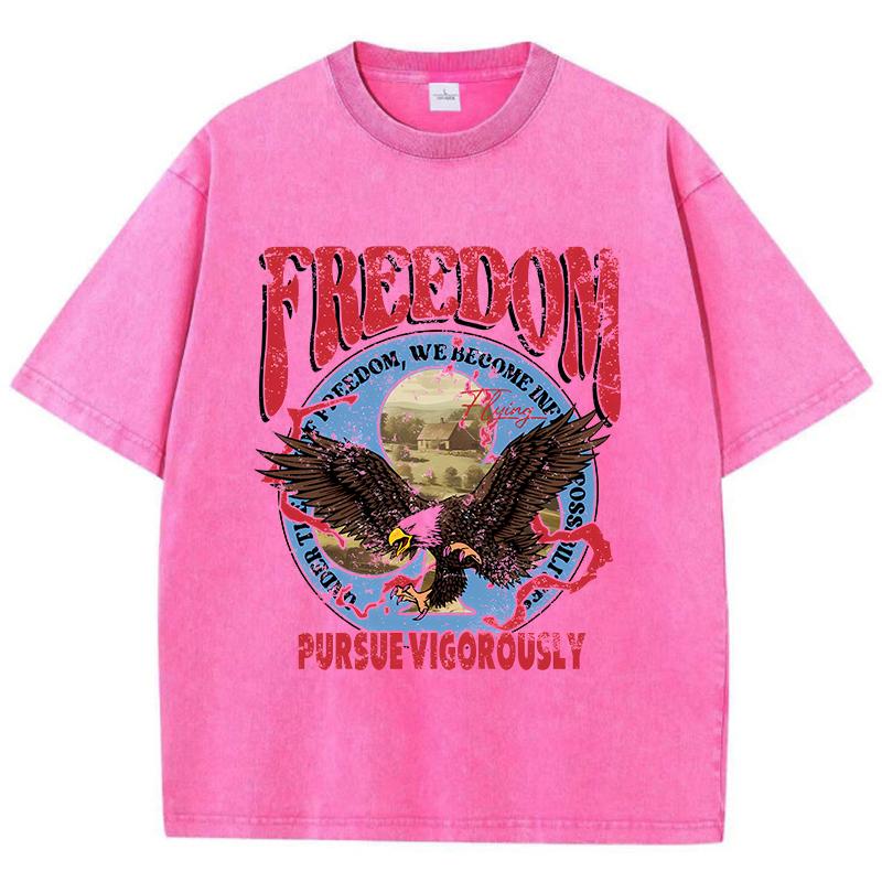 Уличные женские футболки с вареным эффектом, футболки с принтом «Свобода, преследуй энергично», удобные хлопковые футболки оверсайз, летняя одежда