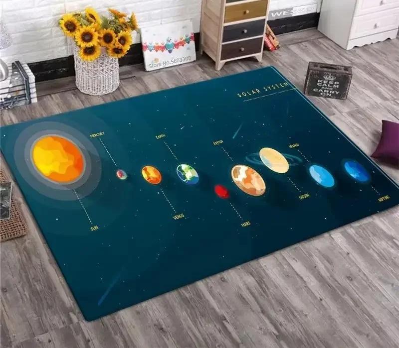 Solar System Carpet Planet Galaxy Design for Living Room Kids Bedroom Non-Slip Space Floor Mat Home Home Decoration