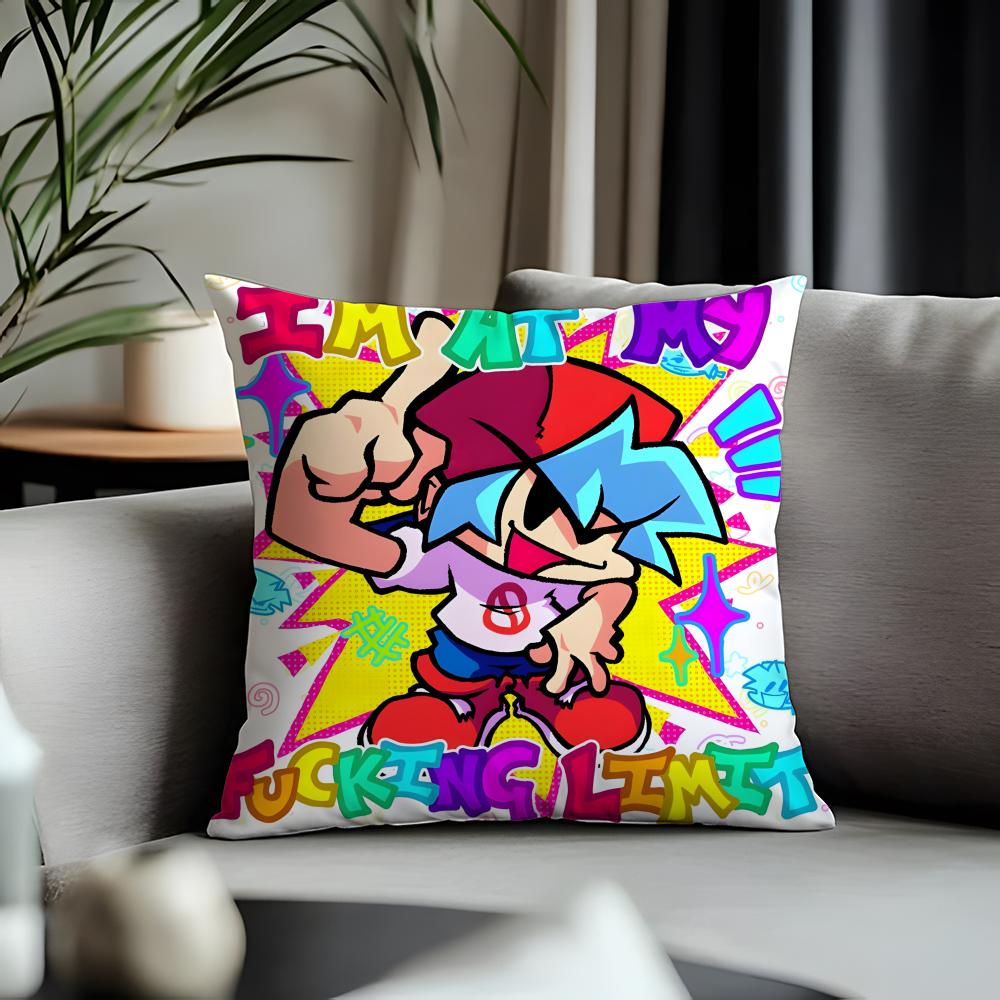 Fashion FFFriday Night Funkining Cushion Cover Antidustmite Pillowcase Invisible Zipper Silky Short Plush Sofa Cushion Cover