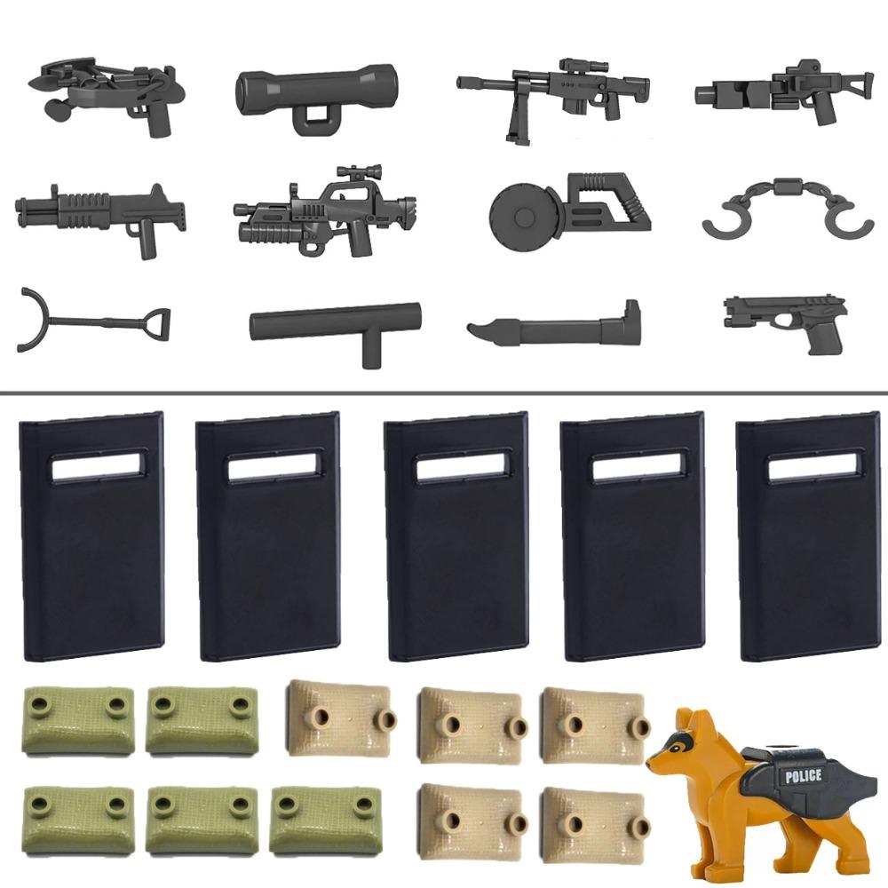 Конструктор Второй мировой войны Военное оружие Полицейский Солдат Фигурка Аксессуары Модель Кирпич Пистолет Пушка Пусковая установка Бункер Аванпост Игрушка X017