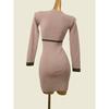 Color Matching Ladies Long Sleeves Bodycon Dress Fashion Wind Early Autumn New Arrival Silm Chest Showing Classic Style Knitting Dress