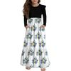 Girls' Tiered Ruffle Dress - Long Sleeve Printed Maxi With Pockets