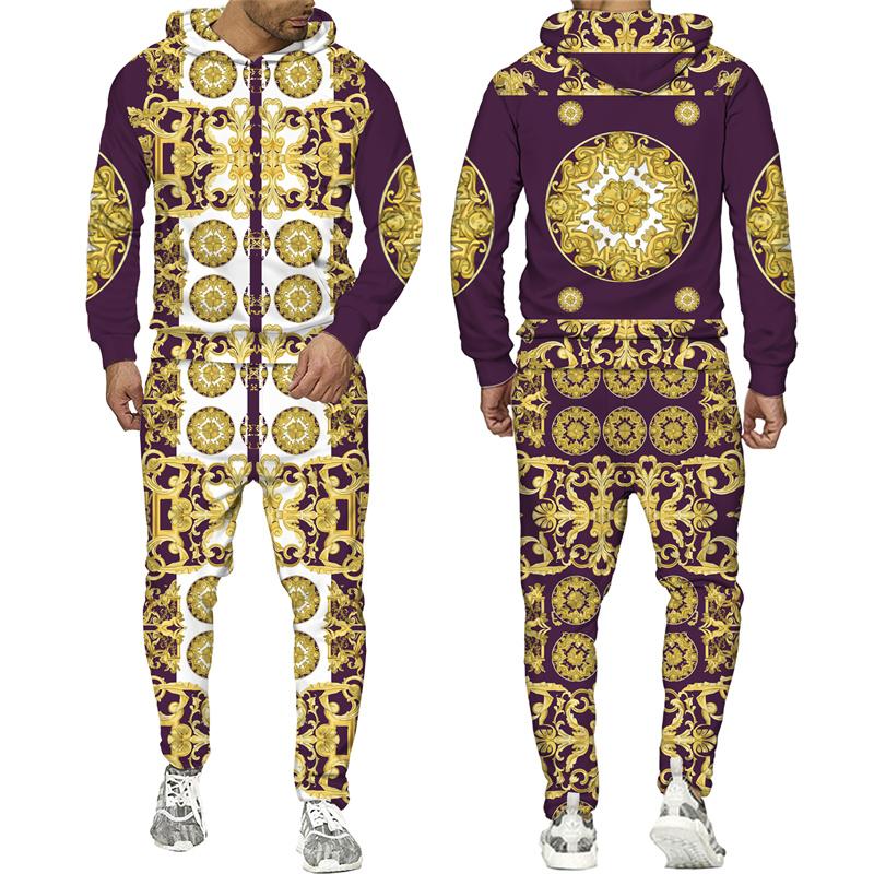 Золотой Пномпень, мужской спортивный костюм с 3D принтом в стиле хип-хоп, толстовка с длинными рукавами, брюки, костюм, весенне-осенний мужской комплект спортивной одежды для бега