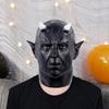 Devil Face Cushion Halloween Cosplay Prop Scary Horror Headgear with Horns Creepy Latex Party Costume Accessory