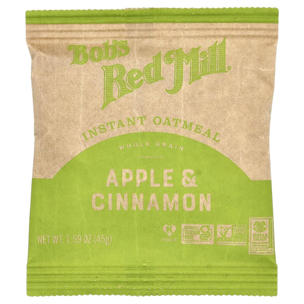 Bob's Red Mill, Instant Oatmeal, Whole Grain, Apple & Cinnamon, 6 Packets, 1.59 oz (45 g) Each