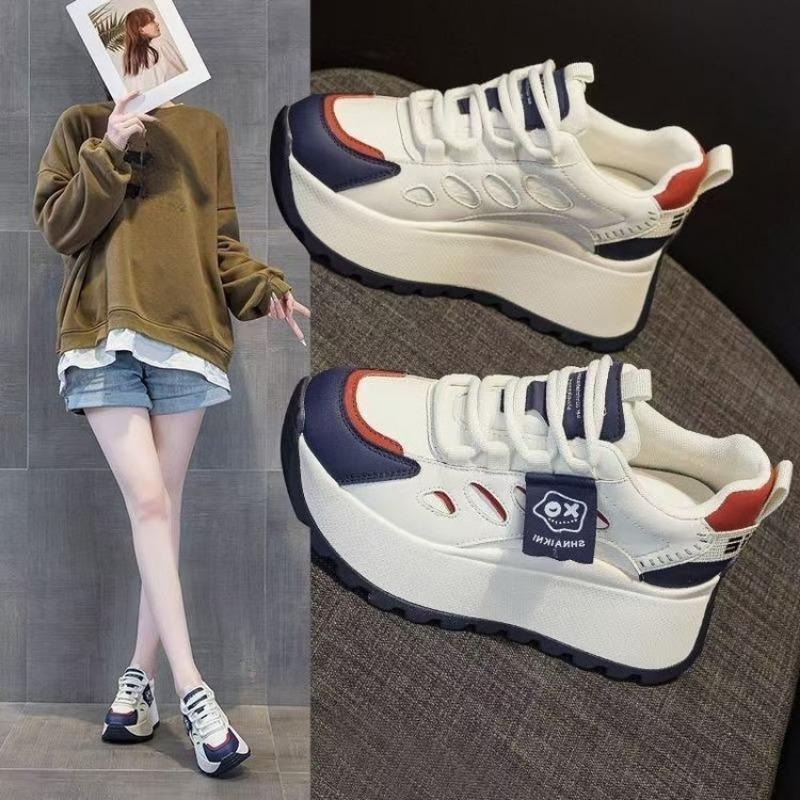 New Height-increasing Thick-soled Dad Shoes, Fashionable and Versatile Soft Leather Casual Shoes for Women