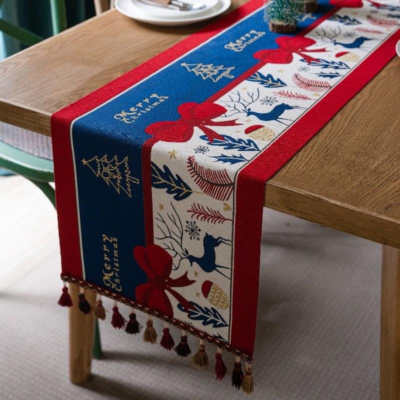 Рождественская снежинка украшение дорожка для стола жаккардовая скатерть для столовой новогодний подарок для дома кухня деревенский декор кровать хвост флаг чехол
