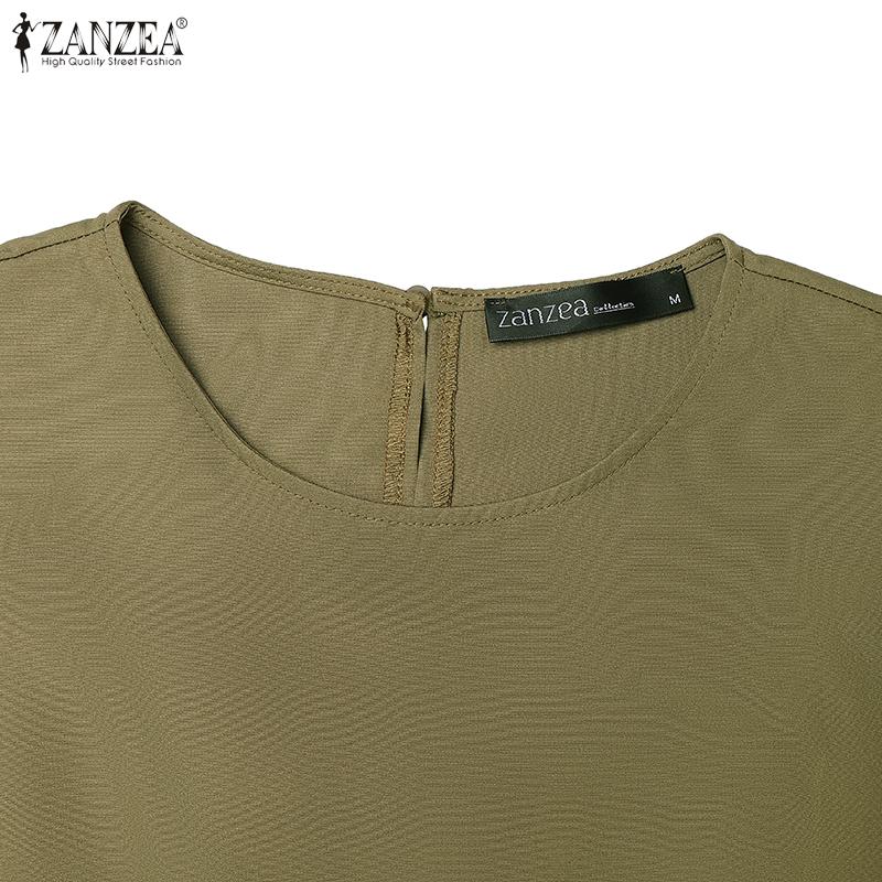 ZANZEA Женское повседневное платье-футляр с круглым вырезом и коротким рукавом