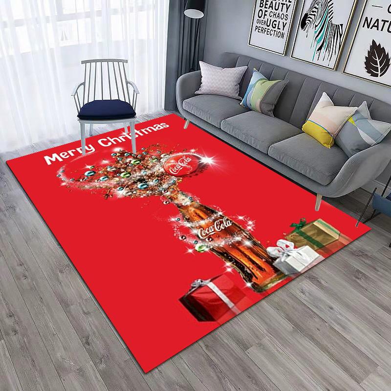 Christmas gift Halloween themed cola beverage Coca Cola carpet is suitable for living room and bedroom doormats office balcony decorative carpet V3