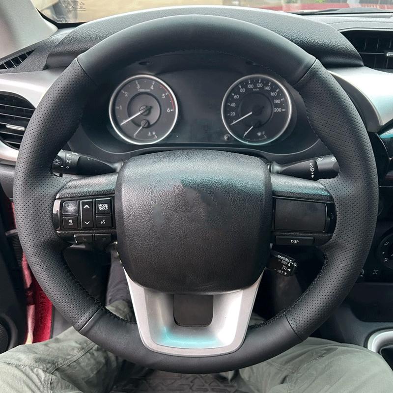 Faux Leather Car Steering Wheel Cover For Toyota Fortuner Hilux 2016 2017- Breathable Hand Sewing Car Accessories