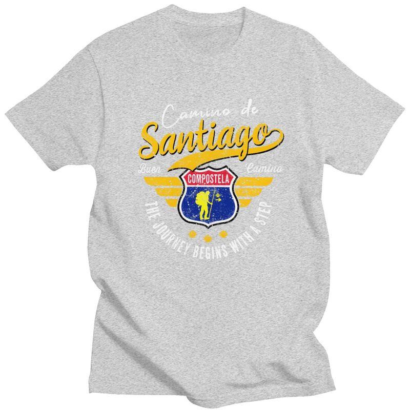 Модные футболки на заказ «Buen Camino De Santiago» для мужчин, футболки с коротким рукавом, уличная одежда, 100% хлопок, облегающие футболки, подарок