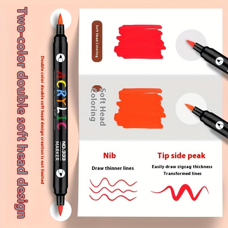 12 шт./24 цвета Акриловый маркер Двусторонний Двухцветный Акварельный маркер Мягкий наконечник Используется для рукоделия Подходит для бумаги камня стекла дерева керамики холста