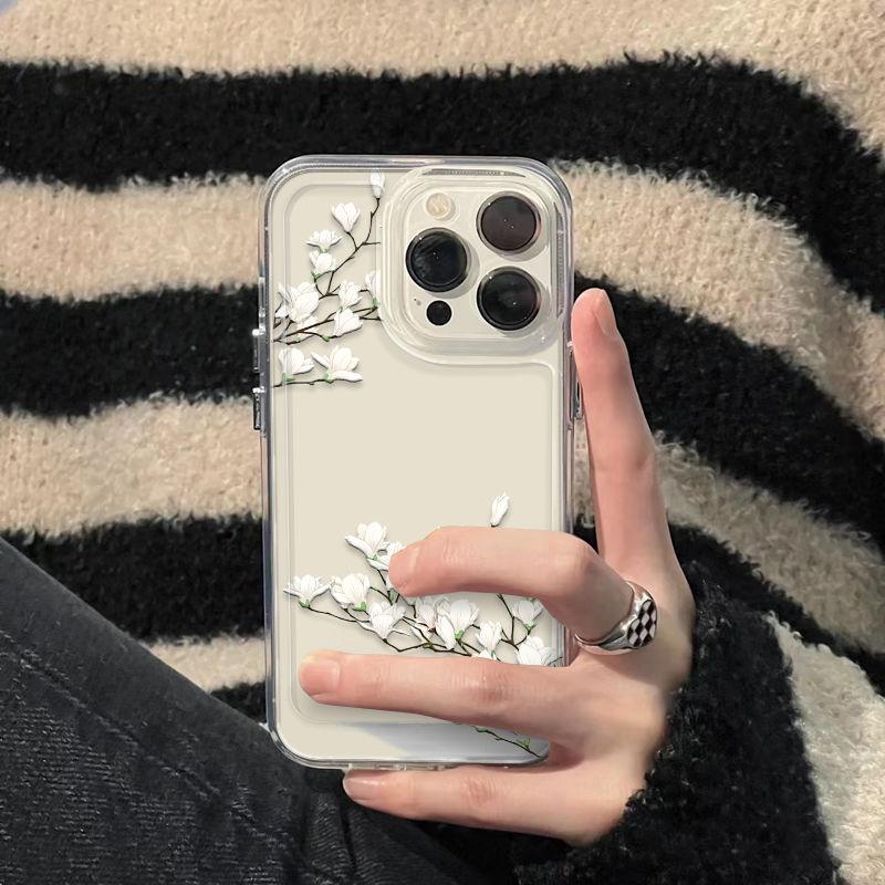 Ins цветок подходит для чехла на телефон iPhone15 14pro Apple 13 прозрачный 12 женский xsmaxxr защита от отпечатков пальцев