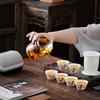 Suet jade white porcelain glass travel tea set portable one pot six cups outdoor express cup ceramic gift printing