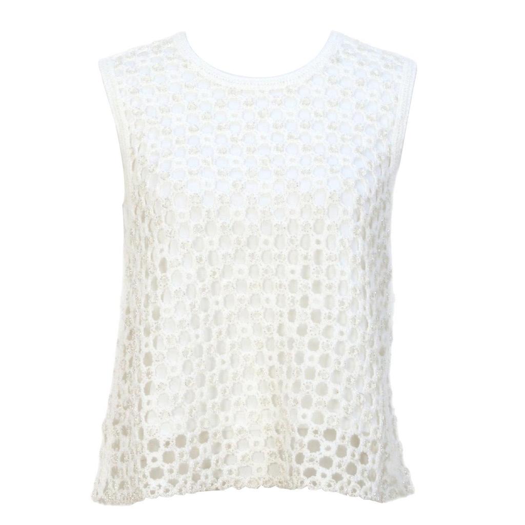 Белый вязаный жилет без рукавов во французском стиле с отделкой шипами для женщин