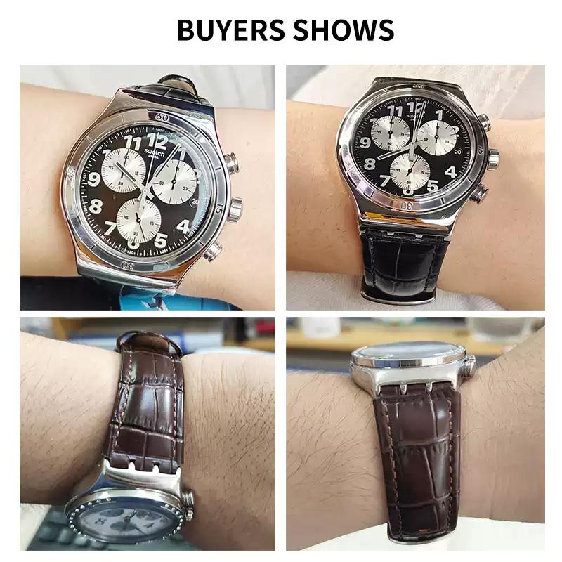 23 мм Ремешок для часов из натуральной кожи и силикона для Swatch YOS440 449 401G 447 448 IRONY Мужские ремешки с матовой текстурой