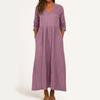 Dress For Women Long Boho Beach Dress Elegant Maxi Dress V-Neck 3/4 Sleeve Dress With Pockets