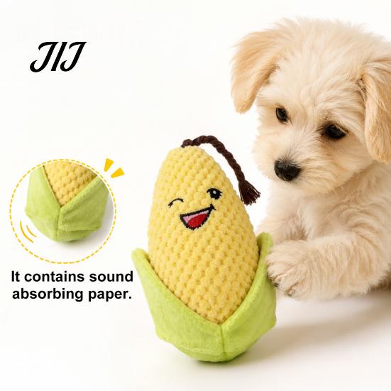 Crinkle Paper Dog Toys Plush Corn Toy, Squeaky Chew Stuffed Small Medium Large Breed Puppy Teething Toy for to Dogs Engaging Squeaker
