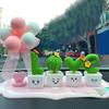 4Pcs/Set Mini Potted Cactus Ornament Cartoon Expression LOVE Shape Cactus Planter Pot Statue Figurine Home Office Desk Decoration