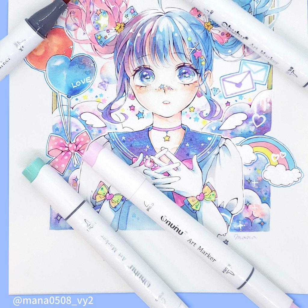 Ohuhu Маркер 120 Цветов Иллюстрация Кисть и Тонкий Включает 1 Блендер Ручки-кисти серии Honolulu B, (121 ручка), Маркеры для профессионального использования, Наконечники,