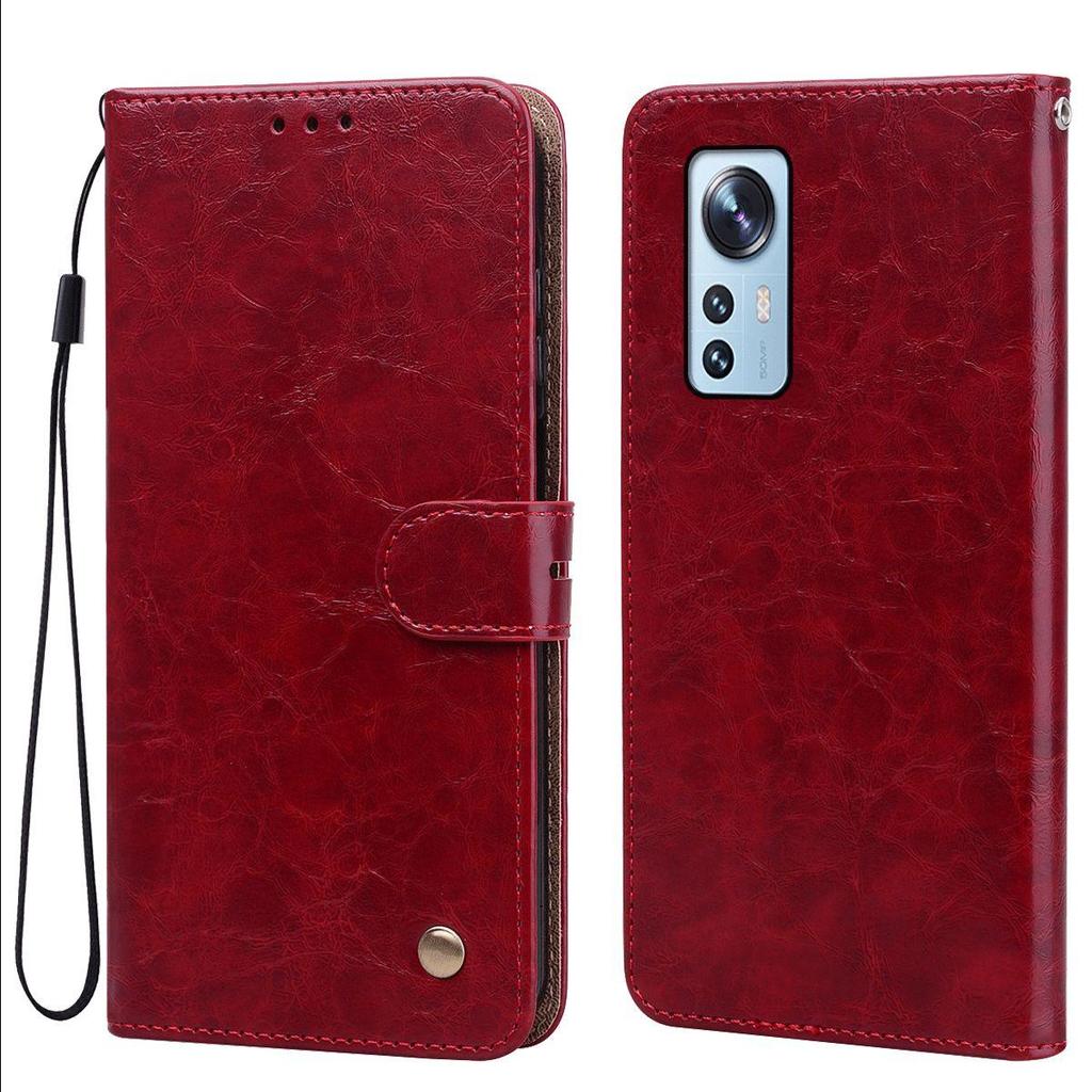 Винтажный чехол-бумажник с текстурой Crazy Horse из ПУ-кожи для Xiaomi 12T Pro, 12 Pro, 12X, Mi 12 Lite, Redmi Note 12S 4G, с держателем для карт, подставкой