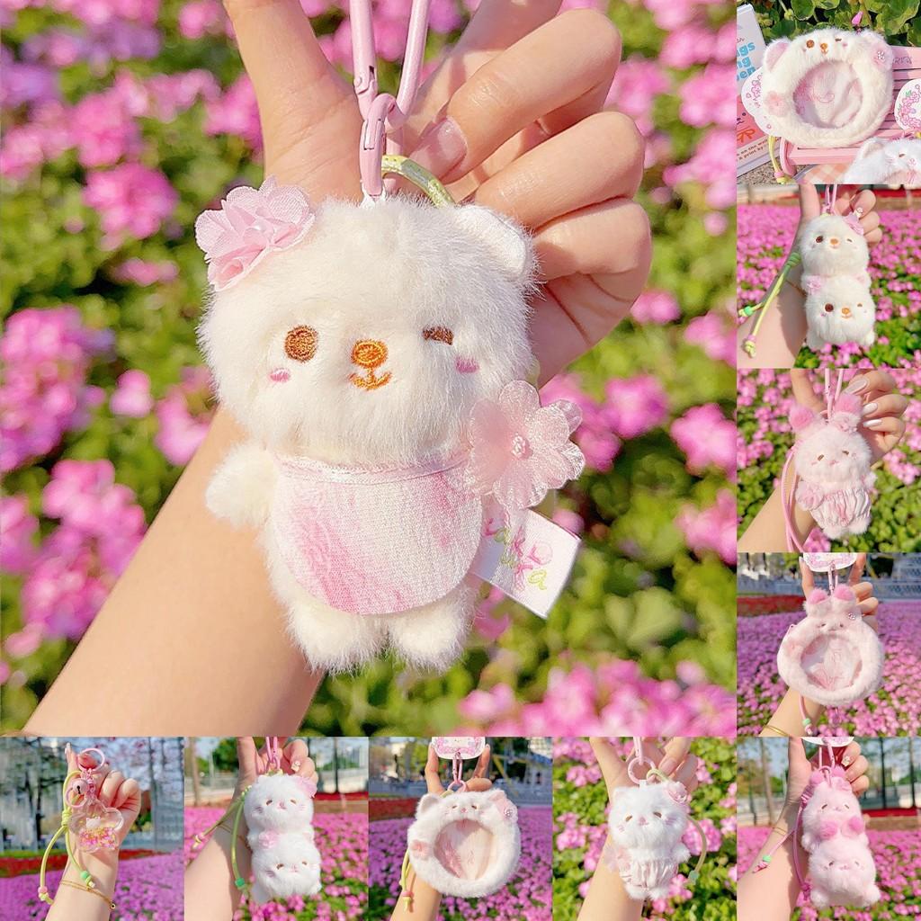 Cherry Blossom Bear Rabbit Cat Plush Keychain Bag Accessory Animal Kids Gift