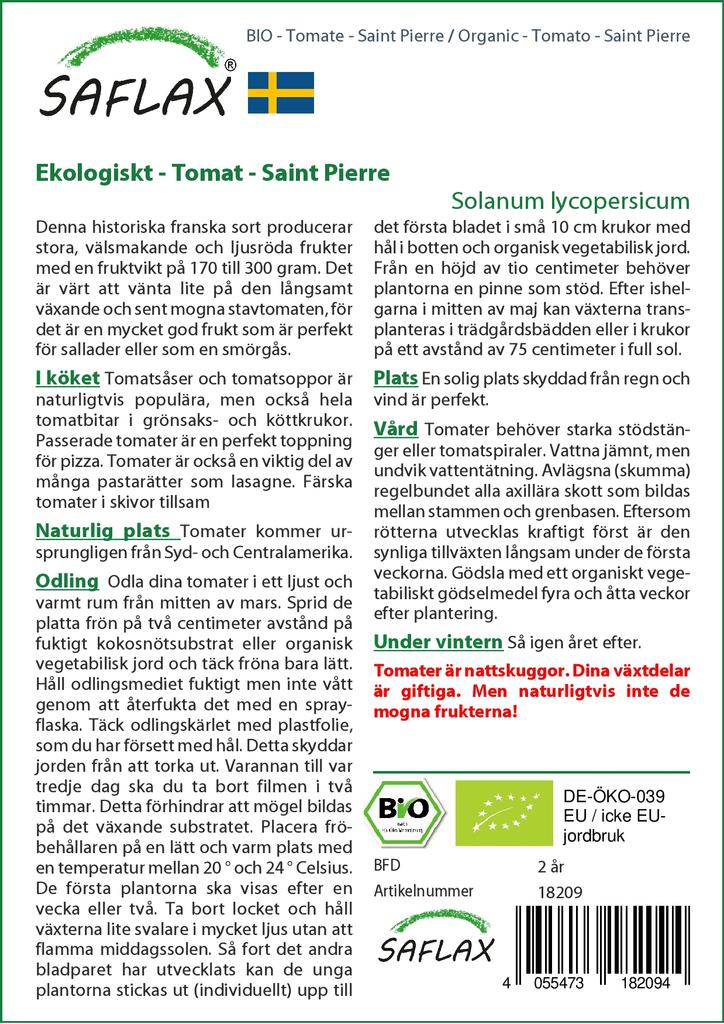 SAFLAX Garden in the Bag - Органический - Помидор - Saint Pierre - 15 семян - С субстратом в подходящем пакете-стойке - Solanum lycopersicum