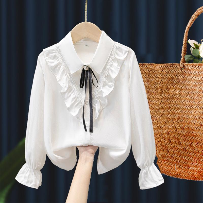 2023 Весенняя розовая рубашка с длинным рукавом в корейском стиле для девочек и младенцев