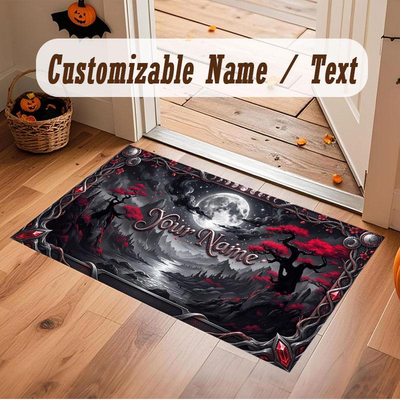 Space Cosmic Theme Crystal Velvet Floor Rug Personalized Custom Name Text Warm Carpet Home Decoration