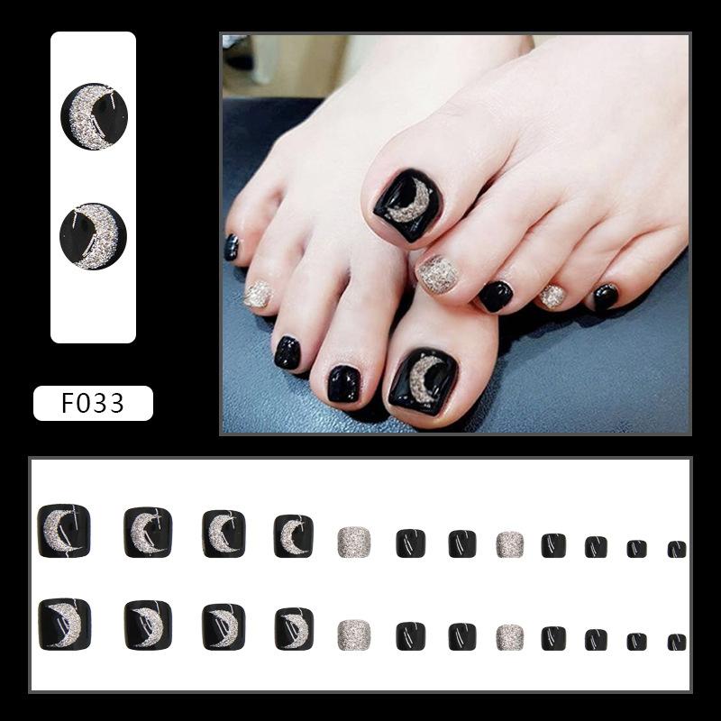 Shining Night Sky Black Nail Patch Wearable Toenail Patch Boxed Finished Product Wholesale Removable