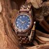 Retro Walnut Wood Men's Quartz Watch with Gold Accents