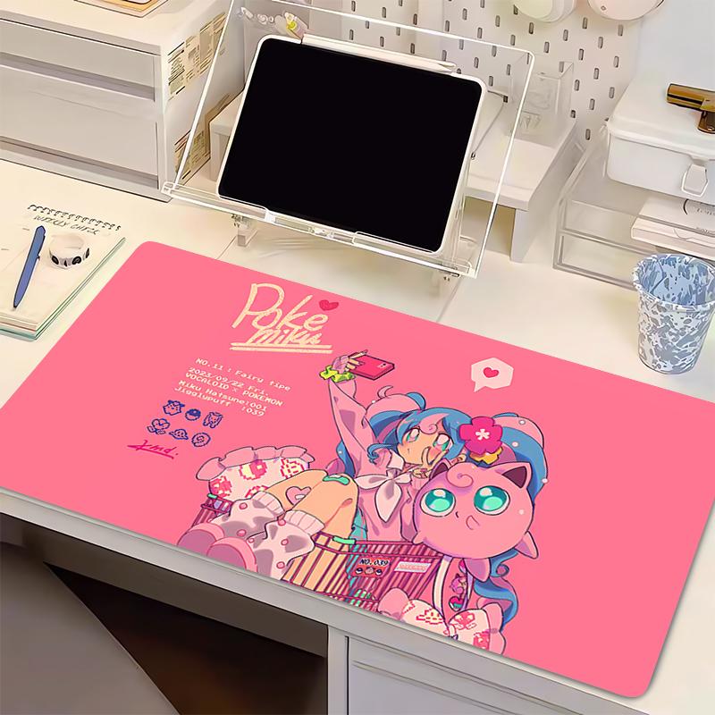 Kawaii Natural Rubber Mouse Pad Anime Cute Girl Gabinete Gamer Computer Desk Mat Keyboard Pad Gaming Pokemon Jigglypuff Mousepad