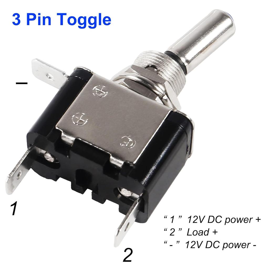 3Pcs Rocker Toggle Switch Heavy Duty 3Pin ON/Off 12V Blue LED Lighted Aircraft Safety Cover 20A SPST Rocker with Safety Flip Cover for Racing