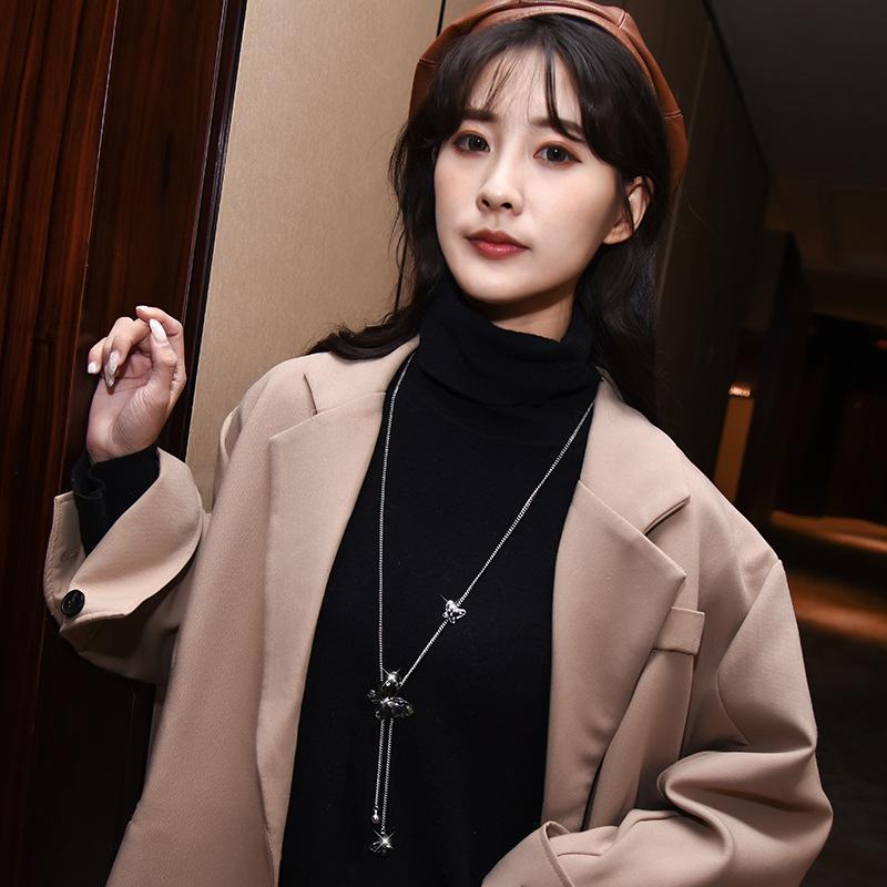 2021 Autumn And Winter Double Butterfly Sweater Chain Fashionable And Simple Long Versatile Necklace Women