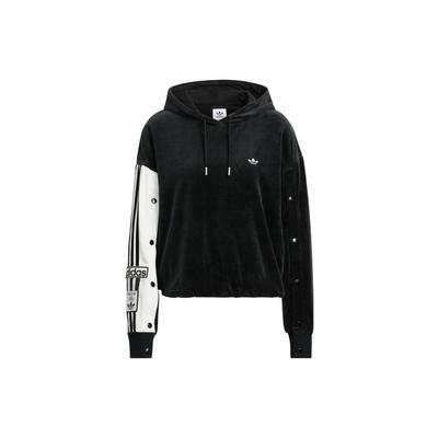 Originals Trefoil Fw22 Полосатая толстовка с капюшоном и логотипом с принтом, женские топы, черные IC8140